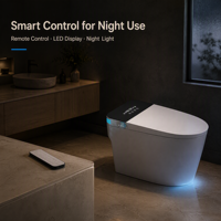 Ensemble WC intelligent en céramique avec bidet intégré, siège chauffant, chasse d'eau automatique, télécommande et évacuation en S
