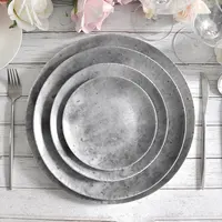 Commercio all'ingrosso messicano grigio opaco tondo in ceramica set di piastre stoviglie di cemento per il ristorante ristorazione