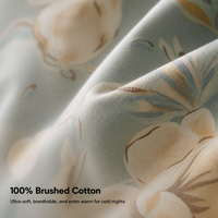 Ensemble de literie 100% coton, bordure à volants florale brossée, 4 pièces, style vintage français, housse de couette chaude pour l'hiver
