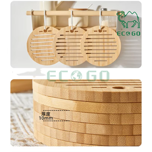 Solid Wood Trivet With Non-slip Pad <b>Bamboo</b> Hot Pads Trivet for Hot <b>Pots</b> and Dishes - Product Image 5