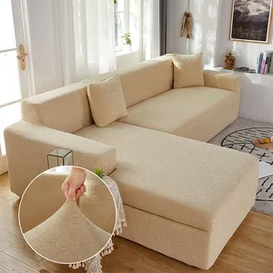 High Stretch Sofa Cover 1 Pieces Machine Washable Furniture Cover Protector with Spandex Jacquard Checked Pattern Fabric