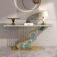 Table console moderne de luxe écologique, facile à nettoyer, extensible, avec rangement, plateau en pierre, design convertible, meuble de salon avec pieds