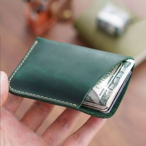Slim Credit <b>Card</b> <b>Holder</b> Creasy Horse Leather Front Pocket <b>Wallets</b> Business <b>Card</b> <b>Holder</b> - Product Image 2
