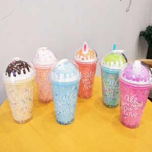 Vaso <span class=keywords><strong>Kawaii</strong></span> para Niños y Niñas de 450 ml, Antiderrames, para Bebidas Frías, Libre de BPA, Reutilizable, de Plástico, para Viajes, para Helados, con Pajita - Product Image 3