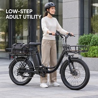 Vélo cargo électrique pour adultes à cadre bas avec freins hydrauliques et double béquille stable pour la mobilité urbaine