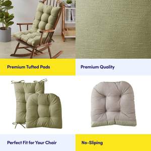 Coussin de <span class=keywords><strong>chaise</strong></span> à bascule Premium, <span class=keywords><strong>antidérapant</strong></span>, avec liens, vert sauge, lot de 2 pour <span class=keywords><strong>chaise</strong></span> à bascule d'intérieur - Product Image 5