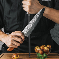 Acier à aiguiser de haute qualité pour couteau de cuisine, tige d'affûtage de 10 pouces, noir 70 #   Aiguiseur en acier au carbone avec manche en bois Mkuruti