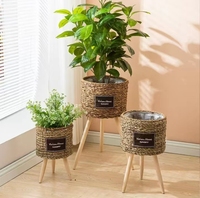 Panier à fleurs en rotin jaune fait main, décoration florale naturelle, pot de fleurs, conteneur de rangement, décoration d'intérieur