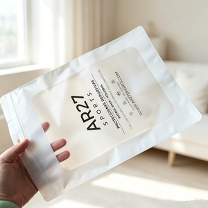 Custom Logo White Matte Zipper Pouch Clear Window Plastic Resealable Packaging Ziplock Bag with Hang Hole for Sports Accessories - Product Image 1