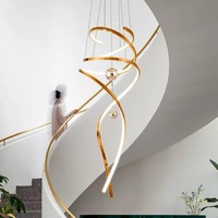Lustre moderne à hauteur réglable pour escalier en colimaçon, luminaire suspendu linéaire long pour plafond haut, villa, loft, décoration de salon