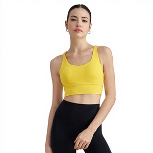 Soutien-gorge de sport noir et vert citron avec bordure contrastée, soutien moyen pour l'entraînement - Product Image 4