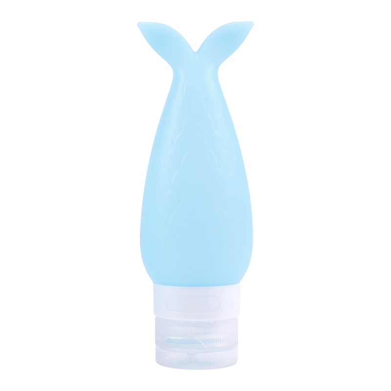 Bouteille rechargeable en silicone bleue 90ML
