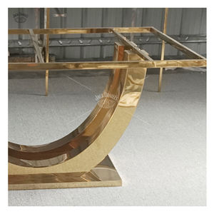 Table <span class=keywords><strong>console</strong></span> de haute qualité, moderne <span class=keywords><strong>et</strong></span> luxueuse, en acier inoxydable doré/or rose, avec plateau en marbre/<span class=keywords><strong>verre</strong></span>, pour salon, hôtel - Product Image 2