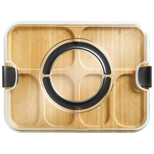 Bamboo Serving Tray With Movable Lids Fruit Snack Plates Customized Picnic Tray - Product Image 5