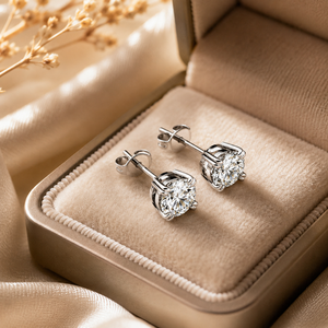Orecchini a perno con cristalli rotondi incastonati per donna, accessori classici minimalisti per l'uso quotidiano - Product Image 4