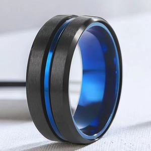 <span class=keywords><strong>Bague</strong></span> anti-stress en acier inoxydable noir style hip-hop, maillons cubains, inaltérable, pour hommes, tendance - Product Image 3