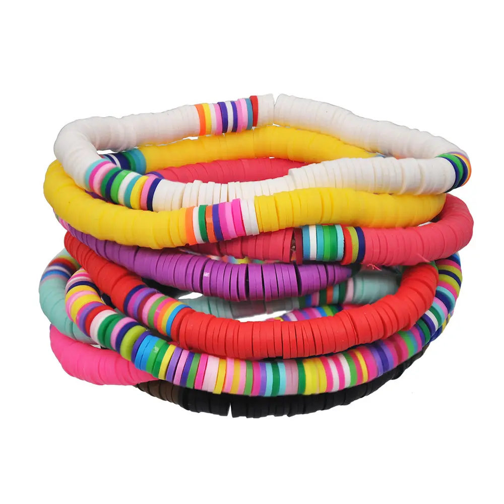 Hot Sale Bohemia Ethnic Style Handmade Colored Elastic Rope Bracelets For Women Summer Beach Soft Ceramic Bracelets