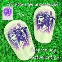 Protège-Tibia de Football vierge en Plastique avec Motif d'Impression par Sublimation OEM, Protection de Jambe et Mollet pour Jeu de Foot