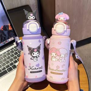 Botella de agua aislada Sanrio My Melody Cinnamoroll de 500 ml con tapa a presión, termo infantil para la escuela y uso al aire libre - Product Image 3
