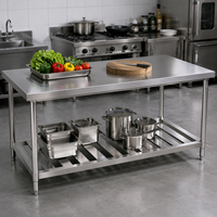Table de travail en acier inoxydable avec étagère inférieure à lattes, table de préparation pour cuisine commerciale 304, robuste