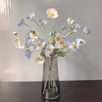 Poppies artificielles en soie de haute qualité, tiges floquées, pliables, rouge, orange, blanc, fleurs de pavot pour la décoration de mariage, de la maison et de la table