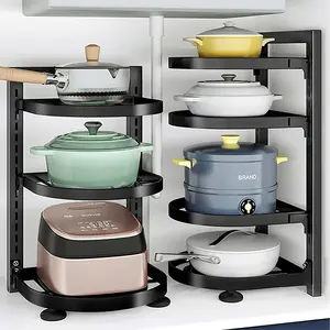 Joybos 4 couches mobile cuisine support de rangement multifonctionnel ménage étagère organisateur réglable wok casserole cuiseur à riz houlder