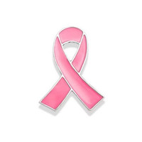 Broche Cœur Rose Ruban Sensibilisation au Cancer du Sein et à l'AIDS, Accessoire Vêtement Sac à Dos, Technique Goutte d'Huile