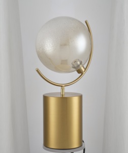 Lampe de table moderne en métal doré, globe, LED, lumière blanc chaud, décoration d'intérieur, lampe de bureau, grande taille, commande par interrupteur - Product Image 1