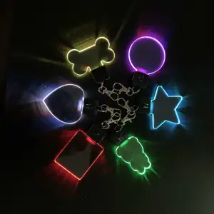 Creative קידום פריטים אקריליק מפתח מחזיק Abs נירוסטה 3D led Keyring USB מופעל Keychain עבור רכב Keyring