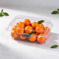 Conteneur alimentaire jetable en PET, boîte en plastique transparente à clapet pour l'emballage des oranges fraîches