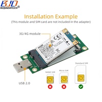 Adaptateur sans fil USB 2.0 Type-A vers Mini PCIe PCI-E MPCIe 52 broches avec 1 emplacement pour carte SIM pour module modem 3G 4G LTE GSM WWAN