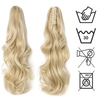 Extension synthétique frisée avec pince à cheveux, postiche avec cordon de serrage, fausse queue de cheval, pour femmes
