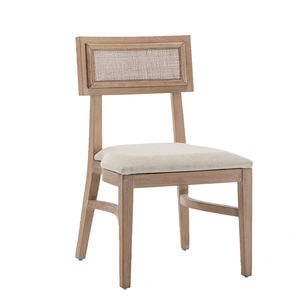 Chaise de café en bois, chaise de salle à manger nordique moderne en bois massif tissé en osier chaise de salle à manger en rotin de canne - Product Image 2