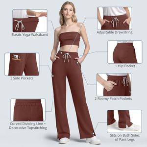 Pantalones de Trabajo FOXA de Pierna Recta para Mujer, Cintura Media, Estilo Cargo con 7 Bolsillos, Cordón Ajustable, Transpirables, Corte Casual - Product Image 3