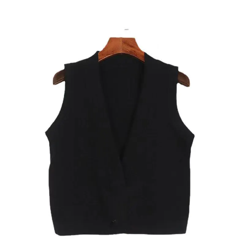 Sexy V-neck vest women 2022 summer new 37 wool shoulder short fashionable white sweater