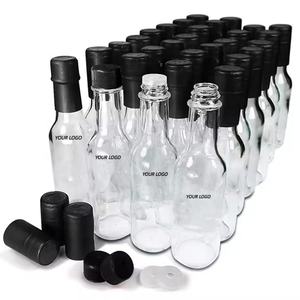 <span class=keywords><strong>Bouteille</strong></span> en verre transparente pour sauce chili, salade, ketchup, sauce piquante, 3 oz, 5 oz, 8 oz, 150 ml, 250 ml, avec bouchon noir - Product Image 1