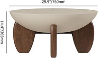 Table basse en travertin style MgO avec pieds en bois, pour intérieur/extérieur, patio, salon, mobilier moderne minimaliste pour salon