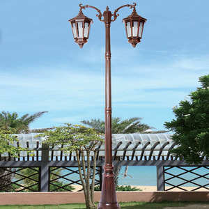 Lámpara de Jardín Exterior de Hierro con Poste, LED Blanco Cálido, Pantalla de Vidrio, IP54, AC 220V, Garantía de 10 Años, Sensor de Movimiento, Regulable - Product Image 3