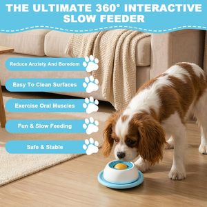 Gamelle interactive anti-éclaboussures et anti-ballonnements, enrichissante, moderne, de luxe, pastel, à alimentation lente pour chien - Product Image 4