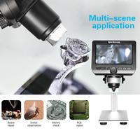 Mikroskop Elektron Digital RaySmart 2025 LCD 4.3 Inci 1000X Portabel HD Kamera 2MP 2K 8 LED Penerangan Garansi 1 Tahun