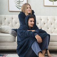Pyjama élégant double face chaud et résistant au froid pour homme et femme, en flanelle, à capuche, taille élastique, polyester et élasthanne, tendance, pour l'extérieur