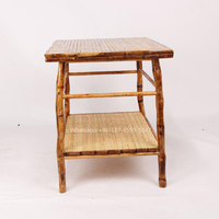 Nouvelle table d'appoint carrée en bambou à double niveau