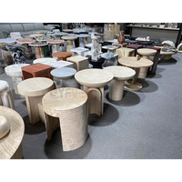 Table d'appoint ronde en travertin de style italien, design trépied unique, mobilier nordique pour la maison, chaise en travertin