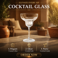 Margarita-Cocktailglas mit Stiel 185mm 455ml Klarglas mit Breiter Schale Direkt vom Hersteller für Pool-Bar Tex-Mex-Cantina-Service