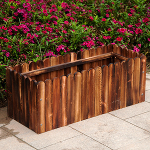 Jardinières en bois très résistantes pour la décoration de jardin, pot à fleurs en bois utilisé avec des fleurs/plantes vertes, sol moderne, NOIR, MARRON - Product Image 1