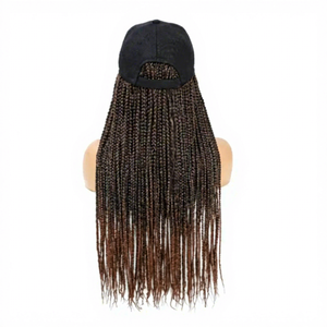 Casquette de baseball noire de 24 pouces avec perruque tressée, dreadlocks tissées à la main, perruque-chapeau monobloc non amovible <span class=keywords><strong>pour</strong></span> usage quotidien - Product Image 2