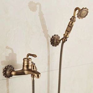 Montatura a parete in ottone intagliato bagno semplice doccia di fascia alta retrò semplice High-end retrò con soffione doccia a pioggia - Product Image 4