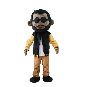 Top qualité en <span class=keywords><strong>peluche</strong></span> noir mâle <span class=keywords><strong>docteur</strong></span> mascotte Costume cheveux noirs veste noire mâle médecin personnalisé mascotte Costumes pour enfants fête - Product Image 1