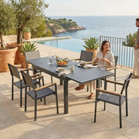 Chaise de salle à manger d'extérieur moderne en aluminium avec tissu en maille respirante, empilable, portable, résistante aux intempéries, pour café