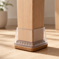 Capuchons de pieds de meubles en silicone transparent avec coussinets en feutre antidérapants pour protéger les sols, pour pieds carrés de chaises et de tables